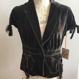 Polo Jean Co velvet jacket/blazer short tie sleeve